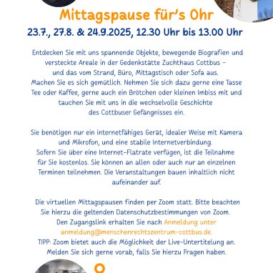 Einladung_Mittagspause fürs Ohr_Kurzführungen durch die Gedenkstätte per Zoom_Flyer (1)